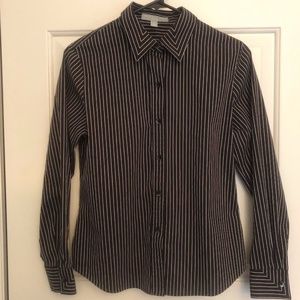 Foxcroft Wrinkle Free Button-Front Shirt 8P Pinstriped